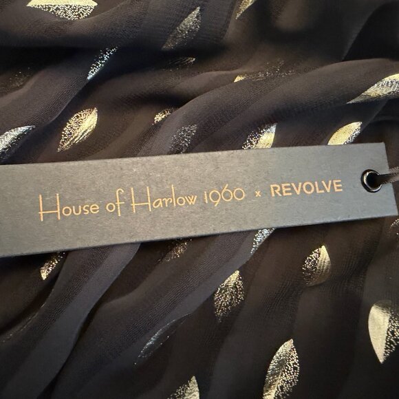 House of Harlow 1960 x Revolve — Gold Foil Halter Midi Dress (Size S) NWT - Picture 5 of 7